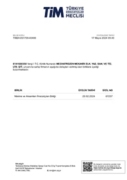 Export Authorization Certificate